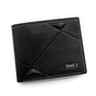 Black Men's PU Leather Bifold Wallet - Slim Short Design with Zipper Coin Pocket - Multi Card Slots and ID V888-ELOSUNG36634