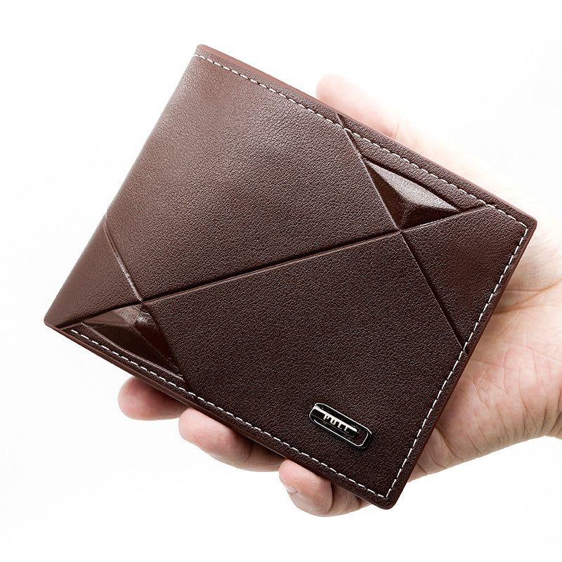Black Men's PU Leather Bifold Wallet - Slim Short Design with Zipper Coin Pocket - Multi Card Slots and ID V888-ELOSUNG36634