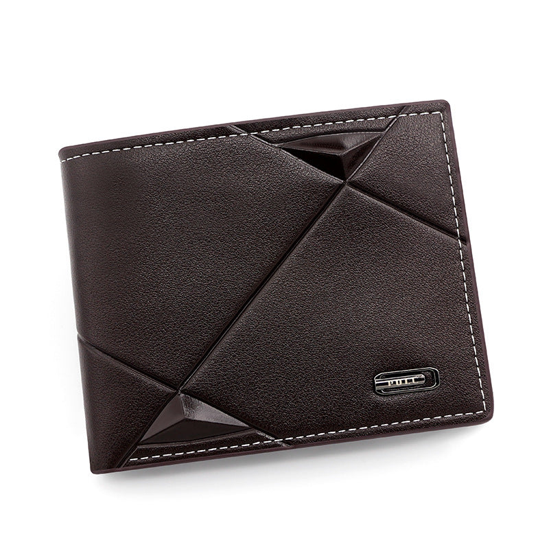 Dark Brown Men's PU Leather Bifold Wallet - Slim Short Design with Zipper Coin Pocket - Multi Card Slots and V888-ELOSUNG36635
