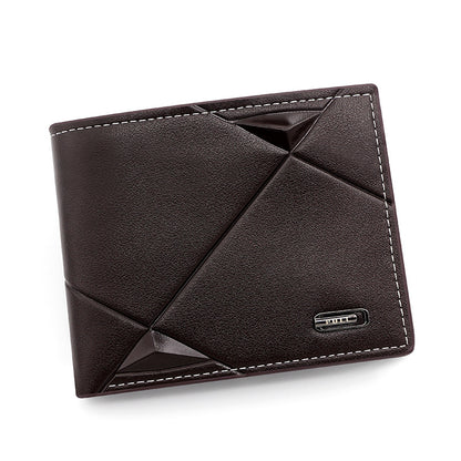 Dark Brown Men's PU Leather Bifold Wallet - Slim Short Design with Zipper Coin Pocket - Multi Card Slots and V888-ELOSUNG36635