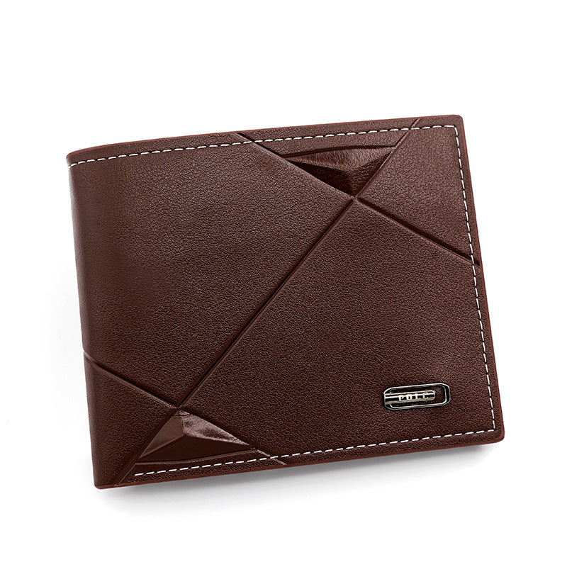Brown Men's PU Leather Bifold Wallet - Slim Short Design with Zipper Coin Pocket - Multi Card Slots and ID V888-ELOSUNG36636