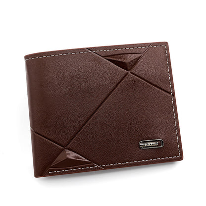 Brown Men's PU Leather Bifold Wallet - Slim Short Design with Zipper Coin Pocket - Multi Card Slots and ID V888-ELOSUNG36636