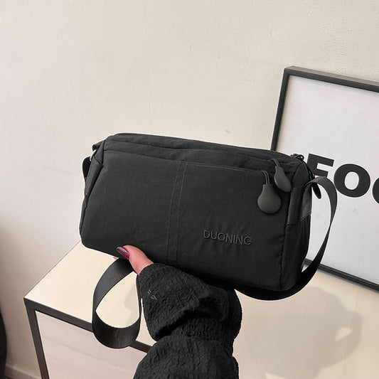 Black Women's Lightweight Nylon Crossbody Bag - Multi-Layer Shoulder Purse with Adjustable Strap for Casual V888-ELOSUNG36637