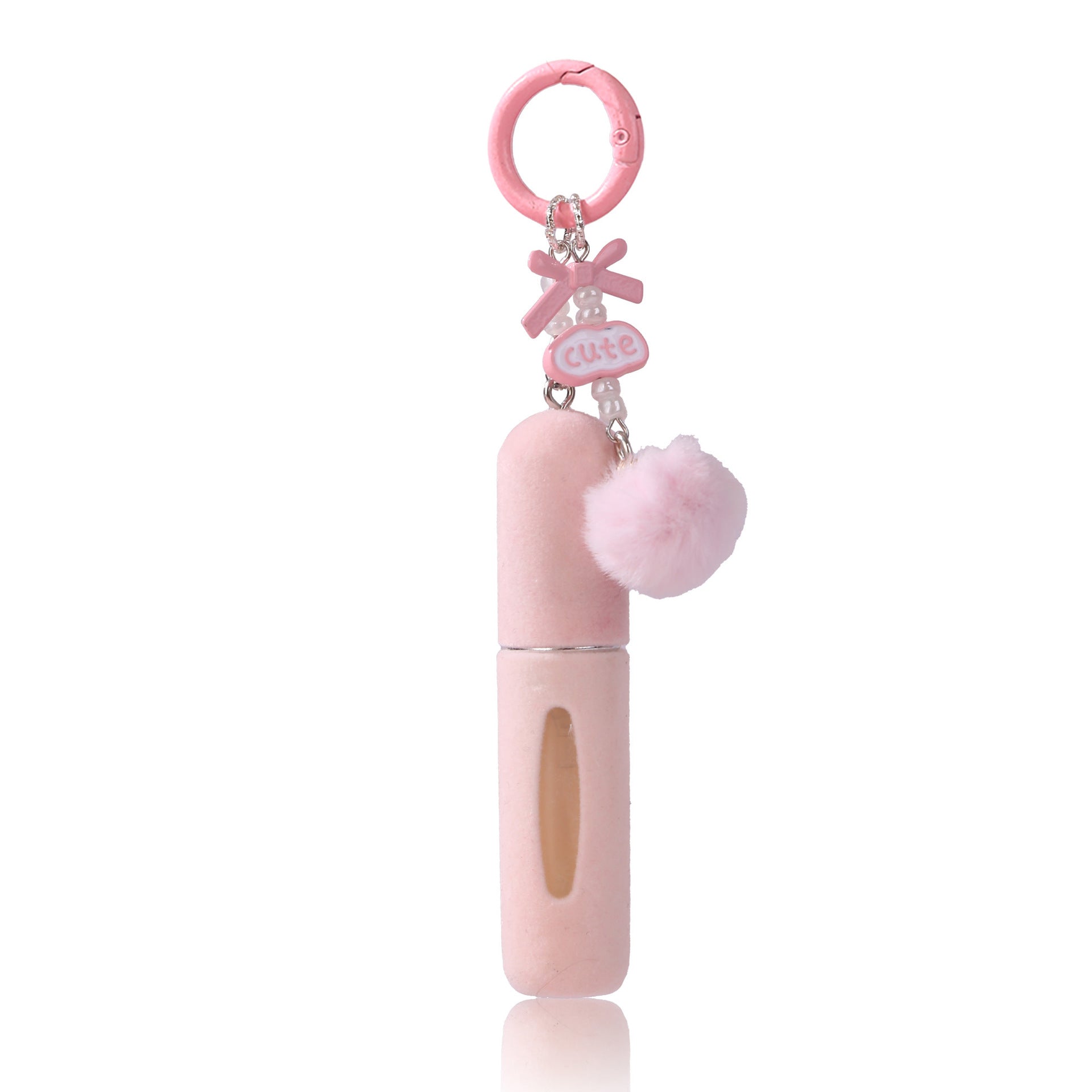 Pink 3 Pack Plush Perfume Atomiser Keychain - 5ml Portable Refillable Spray Bottle with Pom Pom Bag Charm V888-ELOSUNG36645
