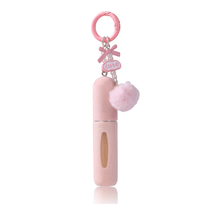Pink 3 Pack Plush Perfume Atomiser Keychain - 5ml Portable Refillable Spray Bottle with Pom Pom Bag Charm V888-ELOSUNG36645