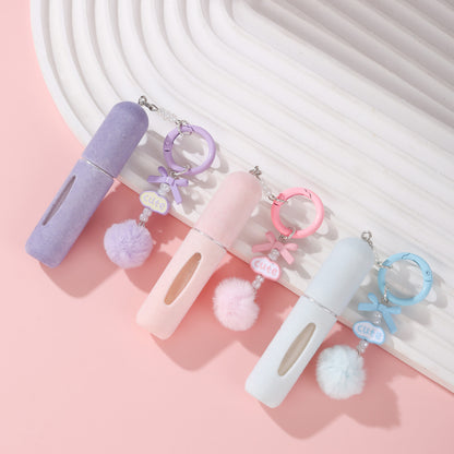 Pink 3 Pack Plush Perfume Atomiser Keychain - 5ml Portable Refillable Spray Bottle with Pom Pom Bag Charm V888-ELOSUNG36645