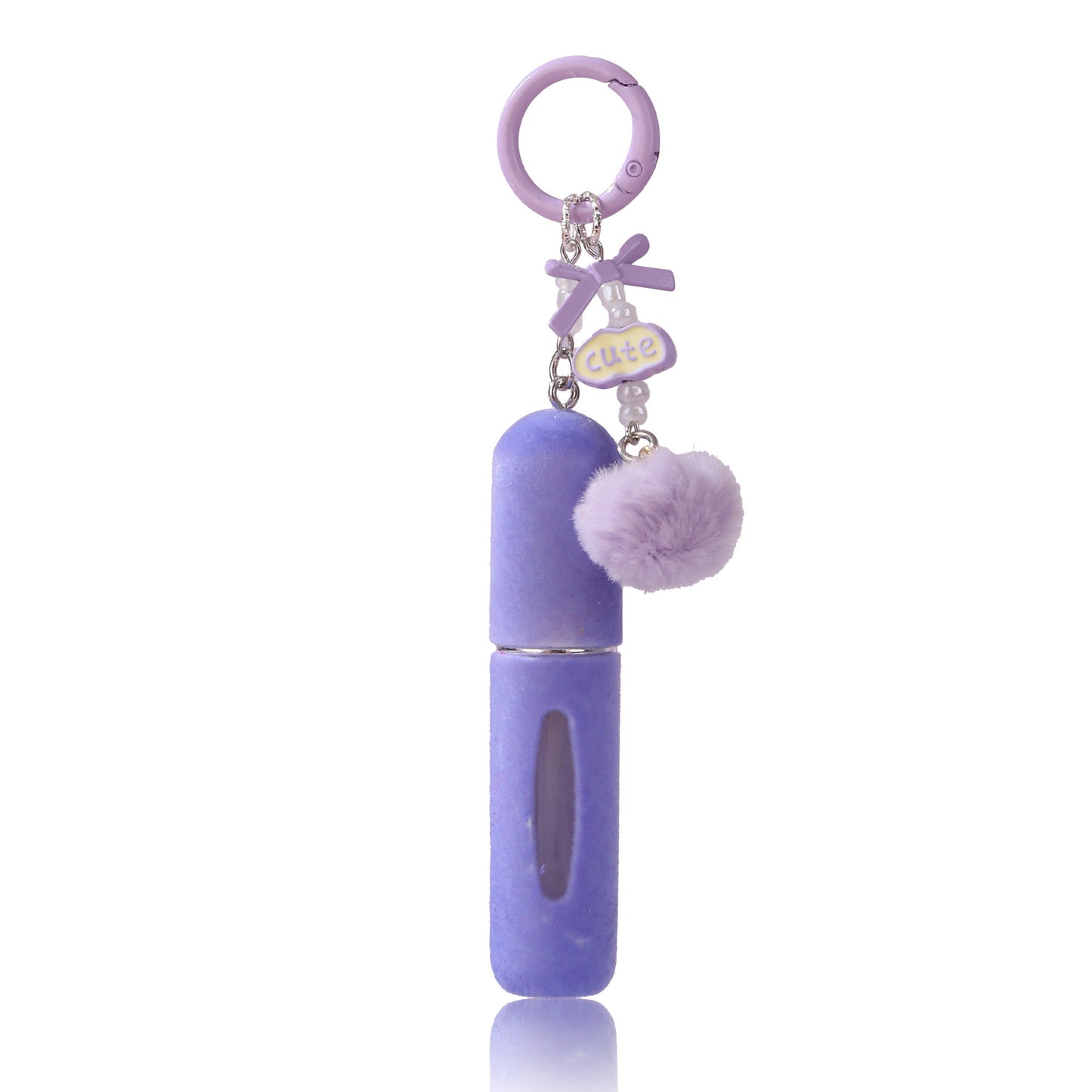 Purple 3 Pack Plush Perfume Atomiser Keychain - 5ml Portable Refillable Spray Bottle with Pom Pom Bag Charm V888-ELOSUNG36646