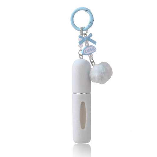 Blue 3 Pack Plush Perfume Atomiser Keychain - 5ml Portable Refillable Spray Bottle with Pom Pom Bag Charm V888-ELOSUNG36647