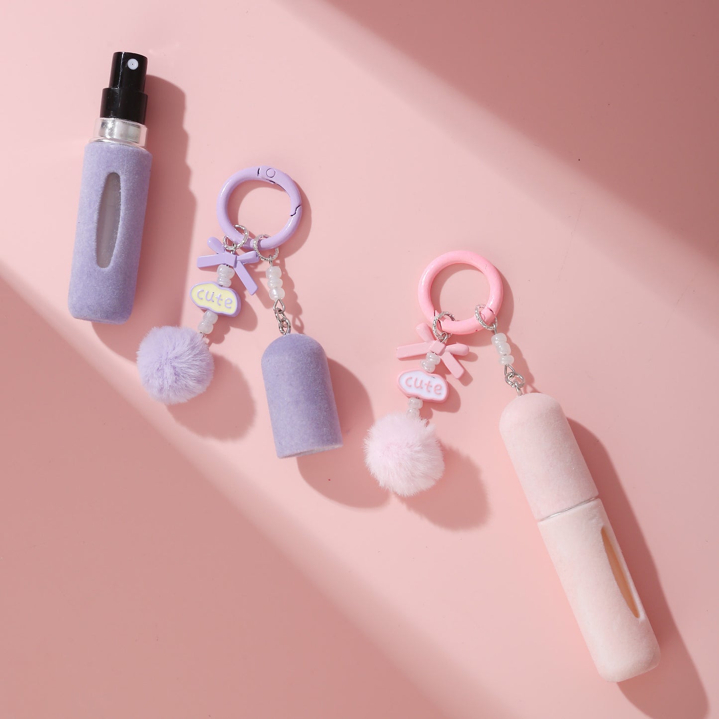 Blue 3 Pack Plush Perfume Atomiser Keychain - 5ml Portable Refillable Spray Bottle with Pom Pom Bag Charm V888-ELOSUNG36647