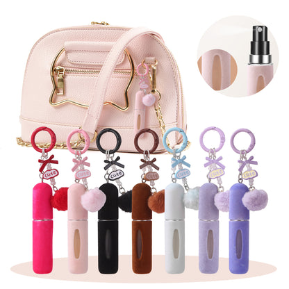 3 Pack Plush Perfume Atomiser Keychain - 5ml Portable Refillable Spray Bottle with Pom Pom Bag Charm Random V888-ELOSUNG36648