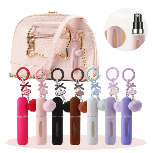 3 Pack Plush Perfume Atomiser Keychain - 5ml Portable Refillable Spray Bottle with Pom Pom Bag Charm Random V888-ELOSUNG36648