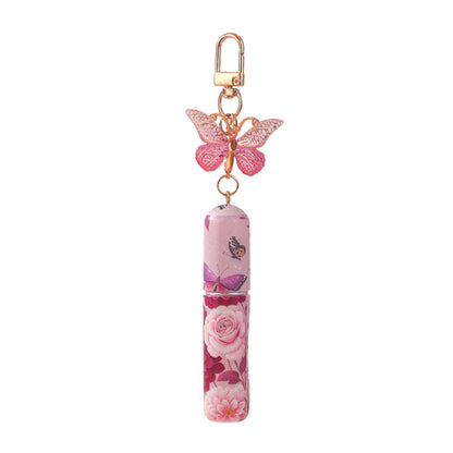 Pink 3 Pcs Portable 5ml Perfume Atomiser Keychain - Refillable Floral Spray Bottle with Butterfly Charm for V888-ELOSUNG36649