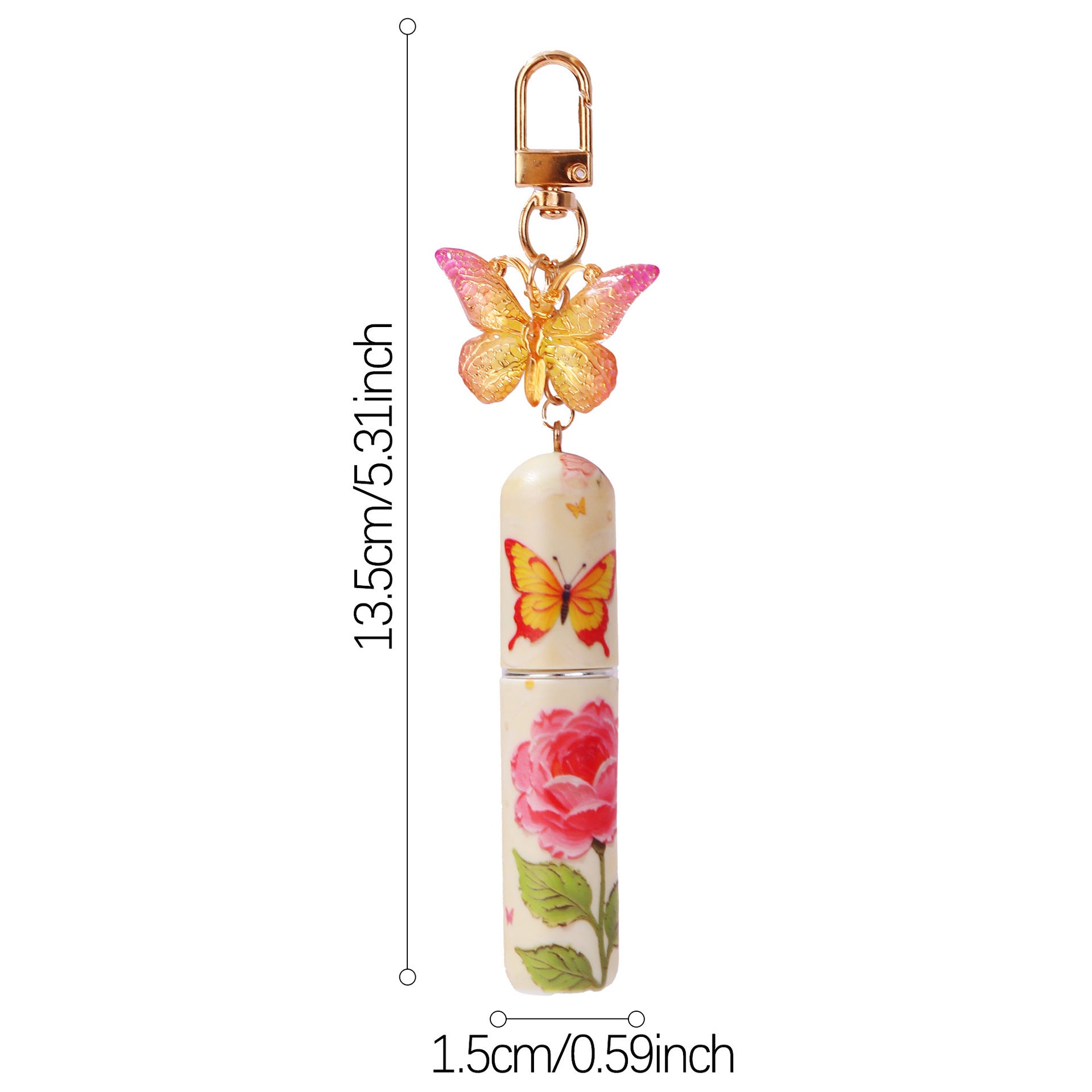 Pink 3 Pcs Portable 5ml Perfume Atomiser Keychain - Refillable Floral Spray Bottle with Butterfly Charm for V888-ELOSUNG36649