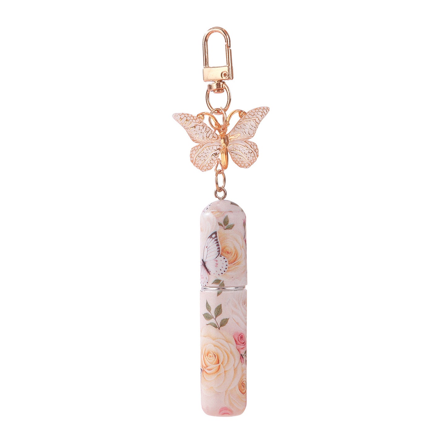 Light Yellow 3 Pcs Portable 5ml Perfume Atomiser Keychain - Refillable Floral Spray Bottle with Butterfly V888-ELOSUNG36650