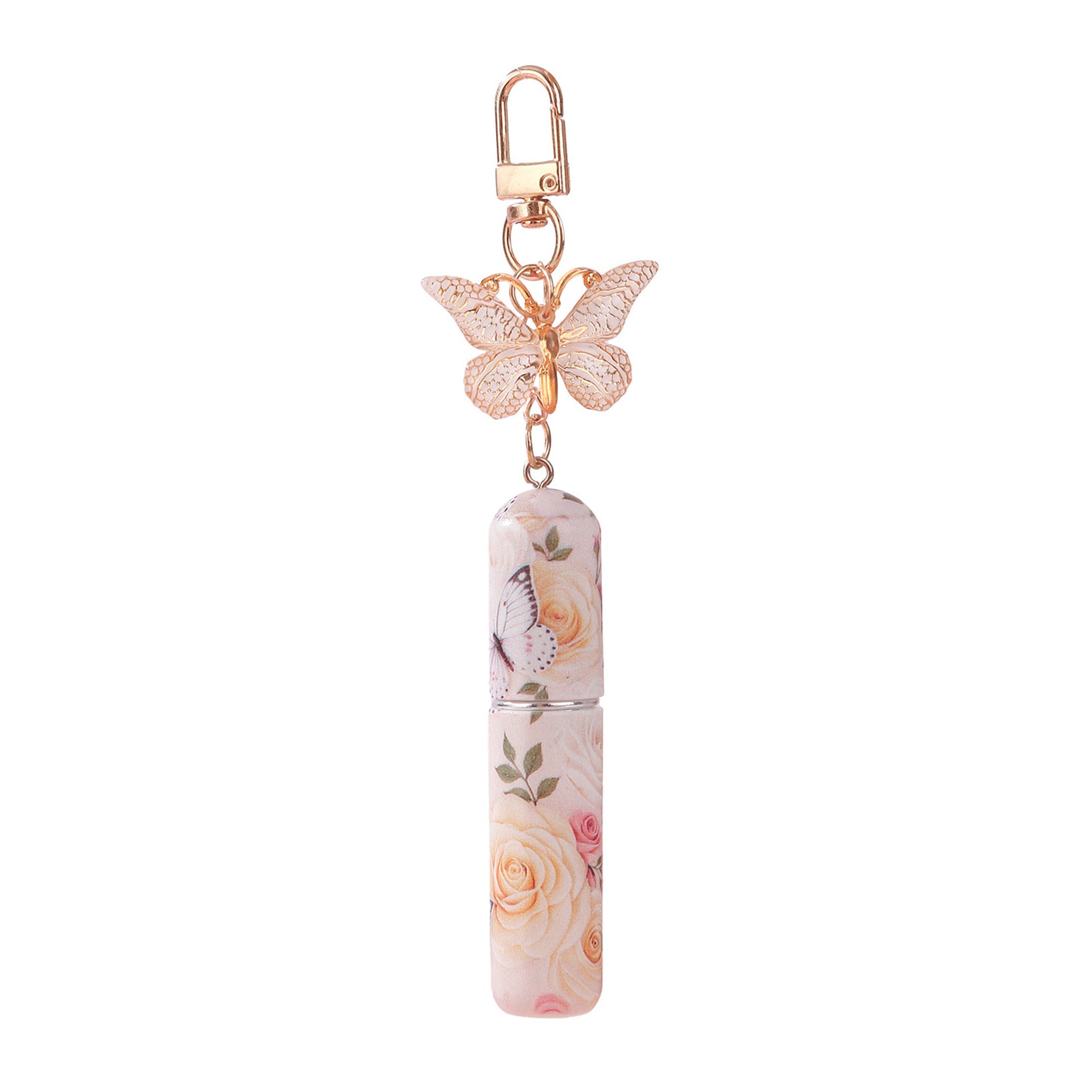 Light Yellow 3 Pcs Portable 5ml Perfume Atomiser Keychain - Refillable Floral Spray Bottle with Butterfly V888-ELOSUNG36650