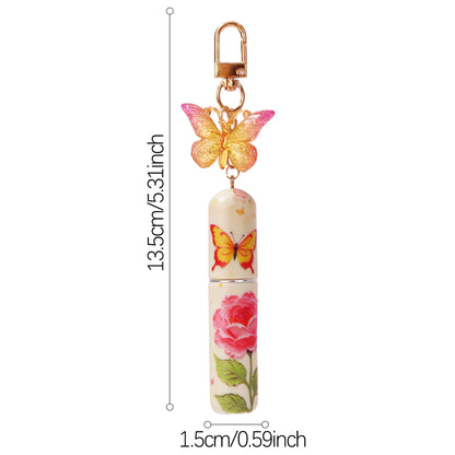 Light Green 3 Pcs Portable 5ml Perfume Atomiser Keychain - Refillable Floral Spray Bottle with Butterfly V888-ELOSUNG36652