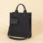 Black Unisex Canvas Tote Bag - Structured Vertical Shoulder Satchel with Front Pocket - Lightweight Crossbody V888-ELOSUNG36655