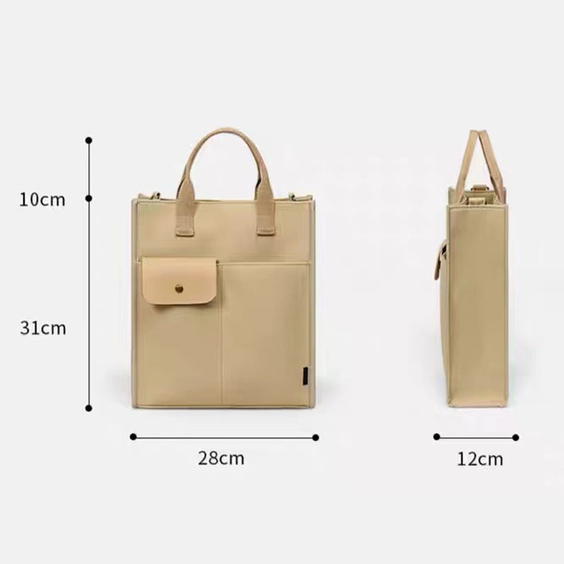 White Unisex Canvas Tote Bag - Structured Vertical Shoulder Satchel with Front Pocket - Lightweight Crossbody V888-ELOSUNG36656
