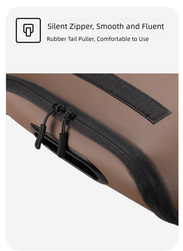 Brown Premium Car Under-Seat Shoe Organiser Box - PVC Leather Storage Case with Anti-Slip Velcro Fixation - V888-ELOSUNG36657