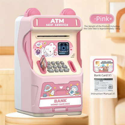 Pink Kids Electronic ATM Piggy Bank - Password Safe Box with Auto Scroll & Music - Educational Saving Toy V888-ELOSUNG36671