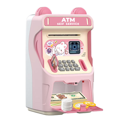 Pink Kids Electronic ATM Piggy Bank - Password Safe Box with Auto Scroll & Music - Educational Saving Toy V888-ELOSUNG36671