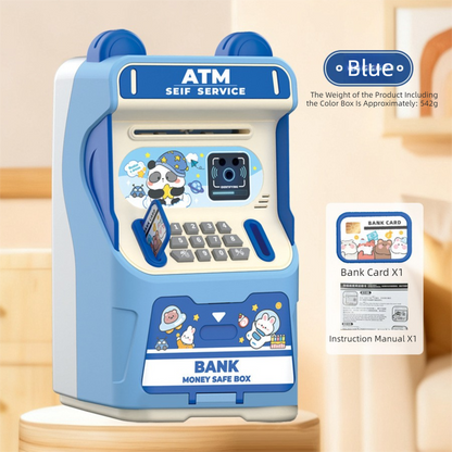Blue Kids Electronic ATM Piggy Bank - Password Safe Box with Auto Scroll & Music - Educational Saving Toy V888-ELOSUNG36672
