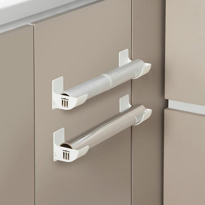 White 10 Pairs Self-Adhesive Wall Mount Storage Holders - Drill-Free Plastic Organiser Racks for Garbage Bags V888-ELOSUNG36673