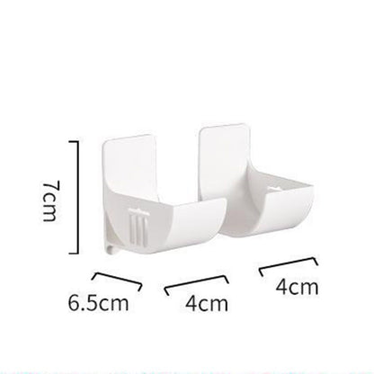White 10 Pairs Self-Adhesive Wall Mount Storage Holders - Drill-Free Plastic Organiser Racks for Garbage Bags V888-ELOSUNG36673