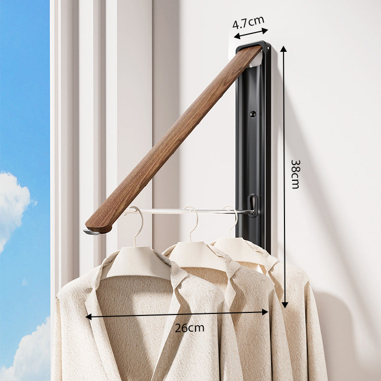1 Pack Black and Brown Wall Mounted Foldable Clothes Hanger Rack - Retractable Space Aluminium Drying Airer V888-ELOSUNG36675