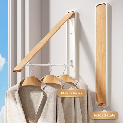 2 Pack White and Brown Wall Mounted Foldable Clothes Hanger Rack - Retractable Space Aluminium Drying Airer V888-ELOSUNG36677