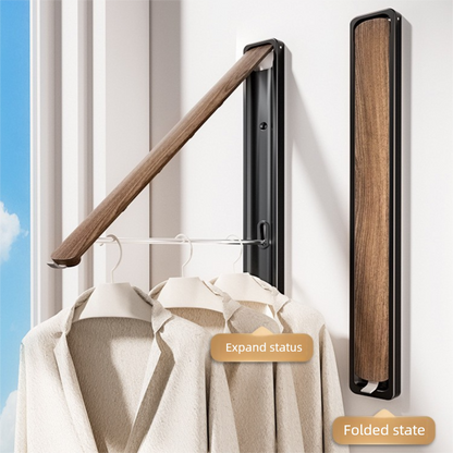 2 Pack Black and Brown Wall Mounted Foldable Clothes Hanger Rack - Retractable Space Aluminium Drying Airer V888-ELOSUNG36678