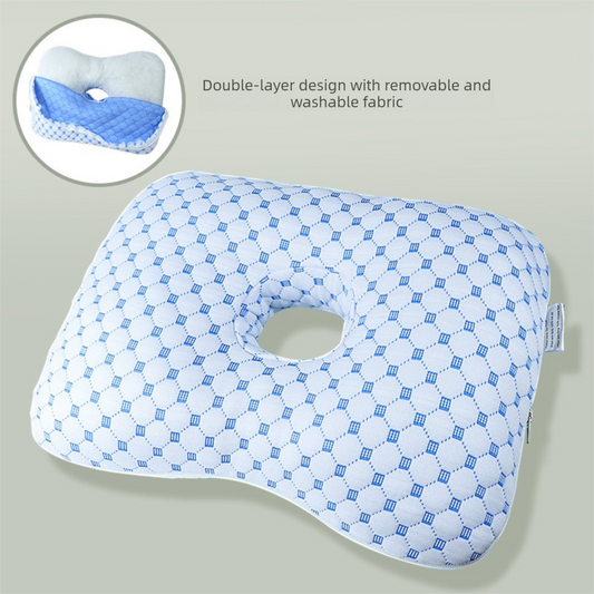 Blue Ergonomic Ear Pillow with Hole for Side Sleepers - Pressure Relief Cushion for Ear Pain, Piercings & CNH V888-ELOSUNG36687