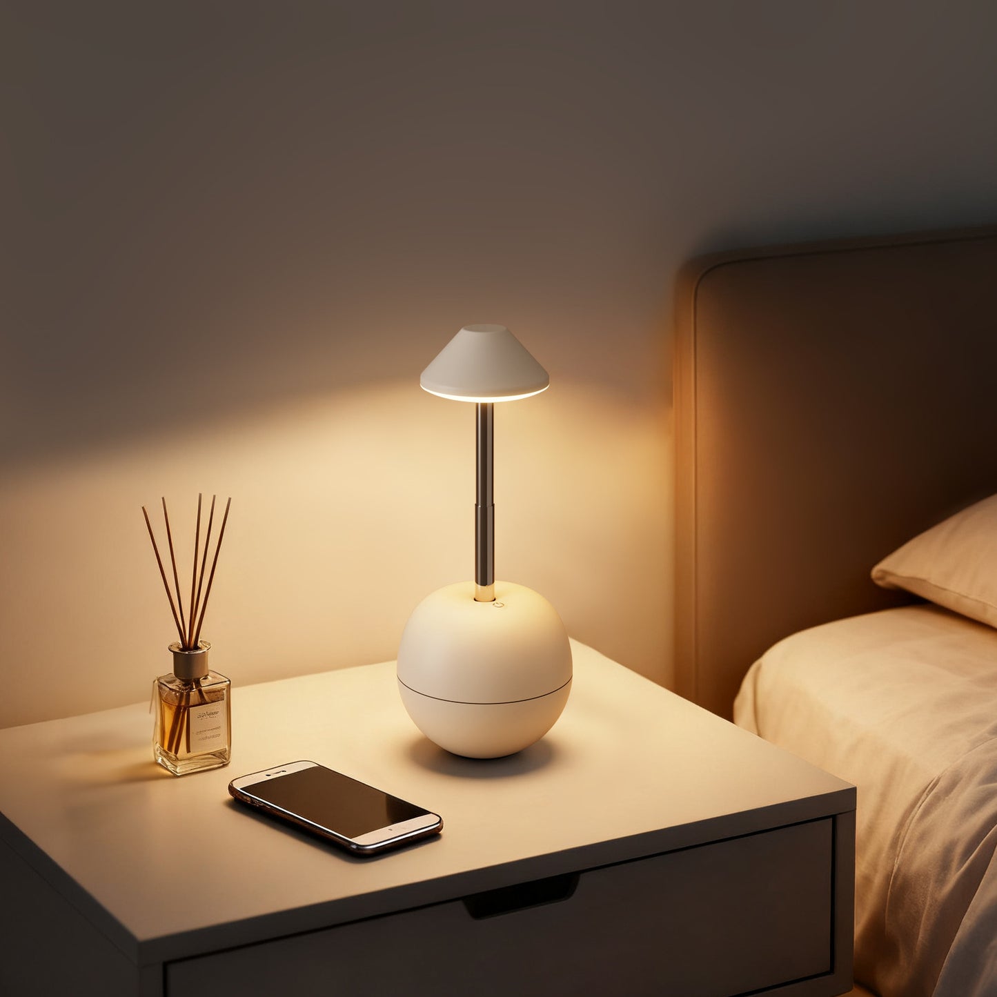 White Creative Tumbler LED Night Light - Rechargeable RGB Desk Lamp with Remote Control - Height Adjustable, V888-ELOSUNG36703