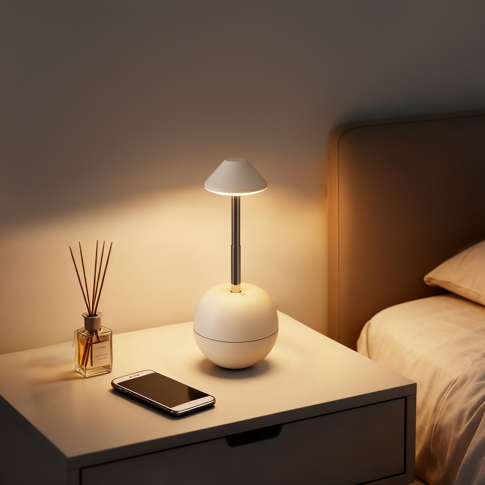 White Creative Tumbler LED Night Light - Rechargeable RGB Desk Lamp with Remote Control - Height Adjustable, V888-ELOSUNG36703