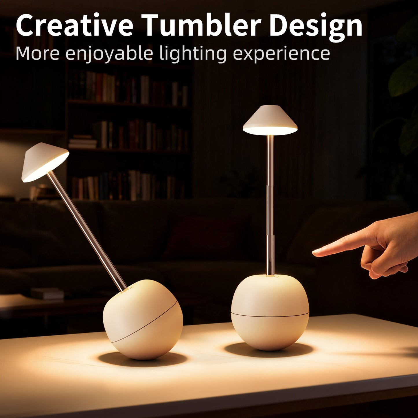 Orange Creative Tumbler LED Night Light - Rechargeable RGB Desk Lamp with Remote Control - Height Adjustable, V888-ELOSUNG36705