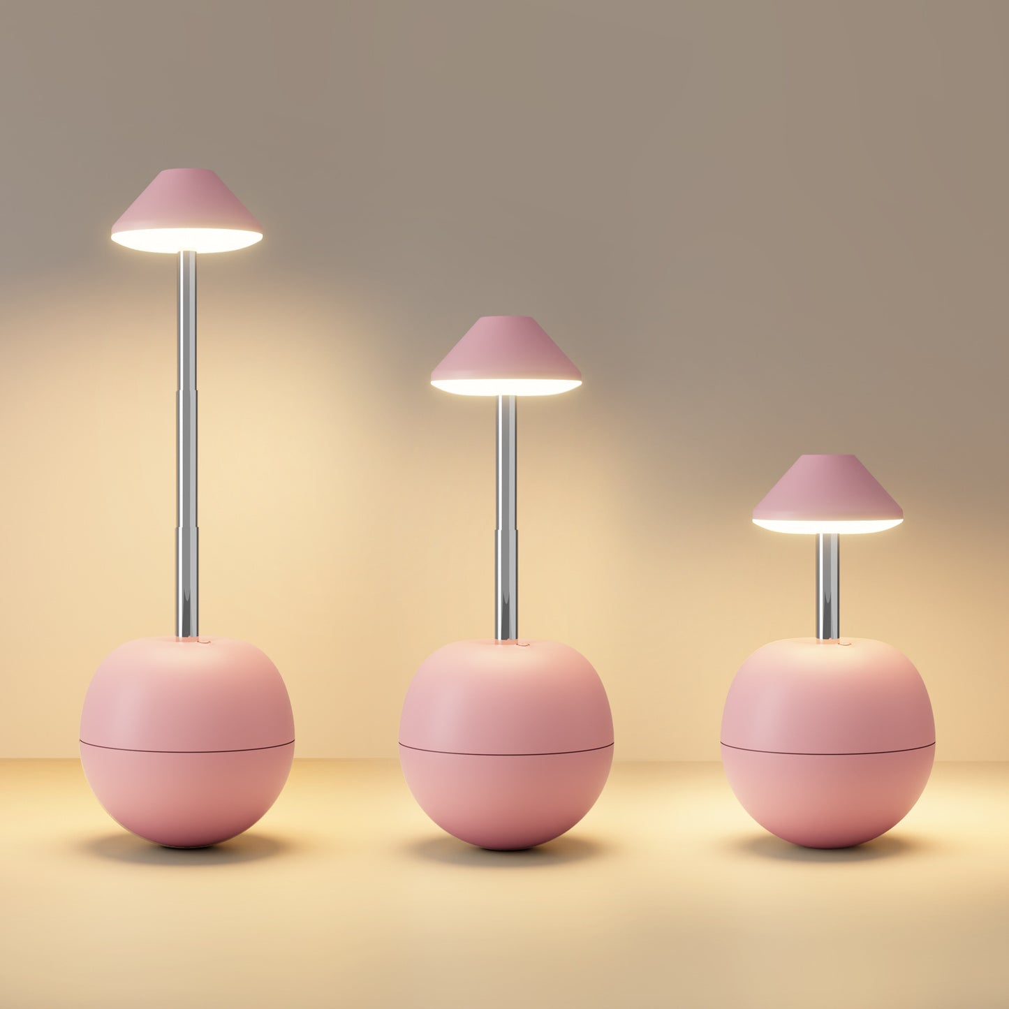 Pink Creative Tumbler LED Night Light - Rechargeable RGB Desk Lamp with Remote Control - Height Adjustable, V888-ELOSUNG36706