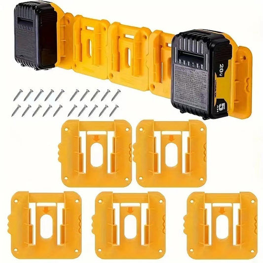 Yellow 5 Pack Battery Mount Holder for Dewalt 18V 20V 60V Lithium Batteries - Heavy Duty ABS Wall Storage V888-ELOSUNG36709