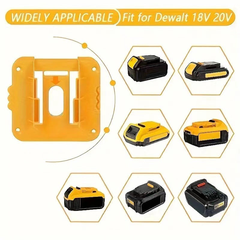 Yellow 5 Pack Battery Mount Holder for Dewalt 18V 20V 60V Lithium Batteries - Heavy Duty ABS Wall Storage V888-ELOSUNG36709