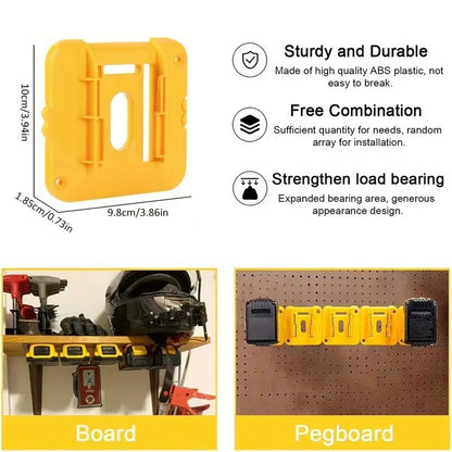 Yellow 5 Pack Battery Mount Holder for Dewalt 18V 20V 60V Lithium Batteries - Heavy Duty ABS Wall Storage V888-ELOSUNG36709
