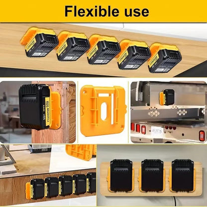 Yellow 5 Pack Battery Mount Holder for Dewalt 18V 20V 60V Lithium Batteries - Heavy Duty ABS Wall Storage V888-ELOSUNG36709