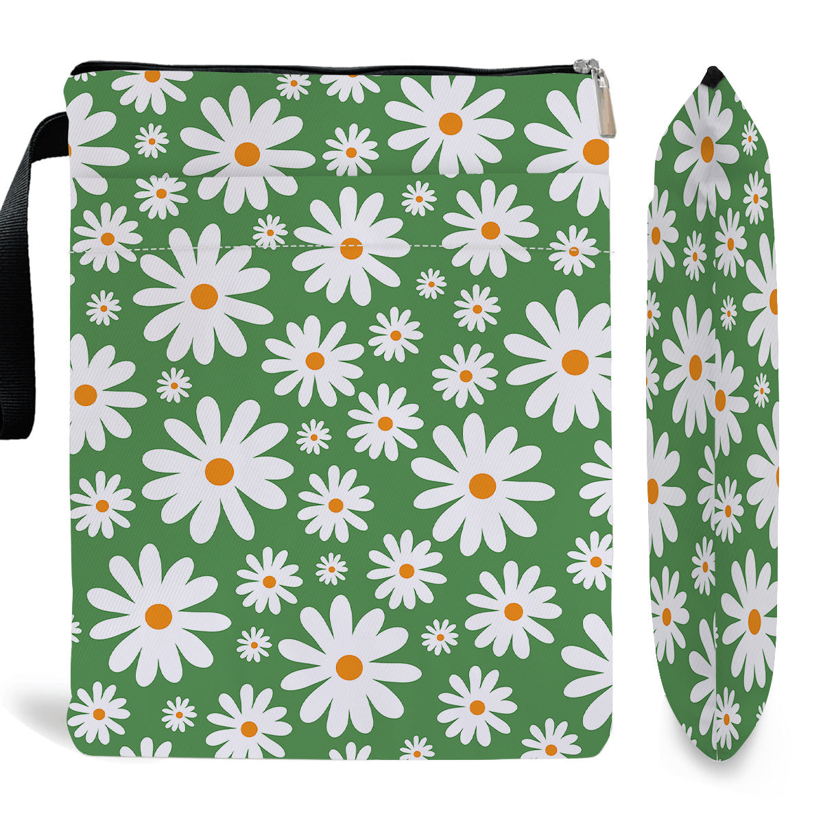 Green Floral pattern book cover with zippered pocket - Lightweight polyester book cover, suitable for books V888-ELOSUNG36712