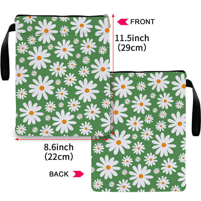 Green Floral pattern book cover with zippered pocket - Lightweight polyester book cover, suitable for books V888-ELOSUNG36712