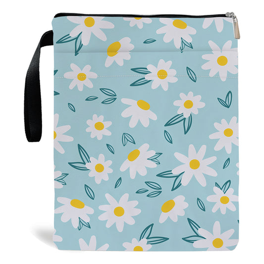 Blue Floral pattern book cover with zippered pocket - Lightweight polyester book cover, suitable for books V888-ELOSUNG36713