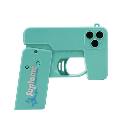 2 Pcs Green Mini Foldable Phone Water Gun - Portable Dual-Nozzle Spray Toy for Summer Fun and Stress Relief V888-ELOSUNG36724