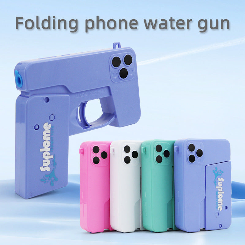 2 Pcs Green Mini Foldable Phone Water Gun - Portable Dual-Nozzle Spray Toy for Summer Fun and Stress Relief V888-ELOSUNG36724