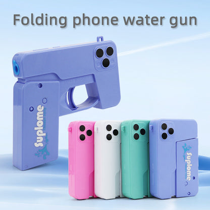2 Pcs Green Mini Foldable Phone Water Gun - Portable Dual-Nozzle Spray Toy for Summer Fun and Stress Relief V888-ELOSUNG36724