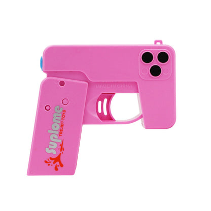 2 Pcs Pink Mini Foldable Phone Water Gun - Portable Dual-Nozzle Spray Toy for Summer Fun and Stress Relief V888-ELOSUNG36725