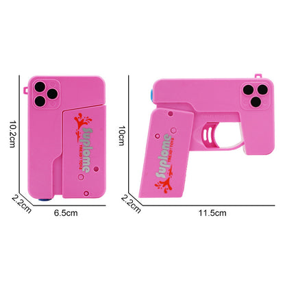 2 Pcs Pink Mini Foldable Phone Water Gun - Portable Dual-Nozzle Spray Toy for Summer Fun and Stress Relief V888-ELOSUNG36725