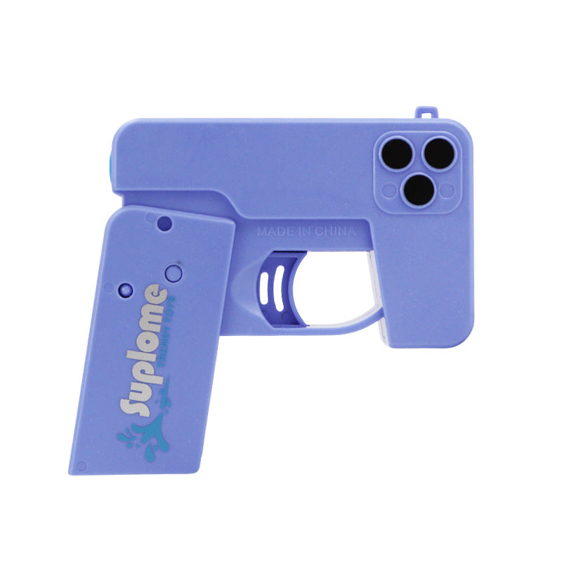 2 Pcs Blue Mini Foldable Phone Water Gun - Portable Dual-Nozzle Spray Toy for Summer Fun and Stress Relief V888-ELOSUNG36726