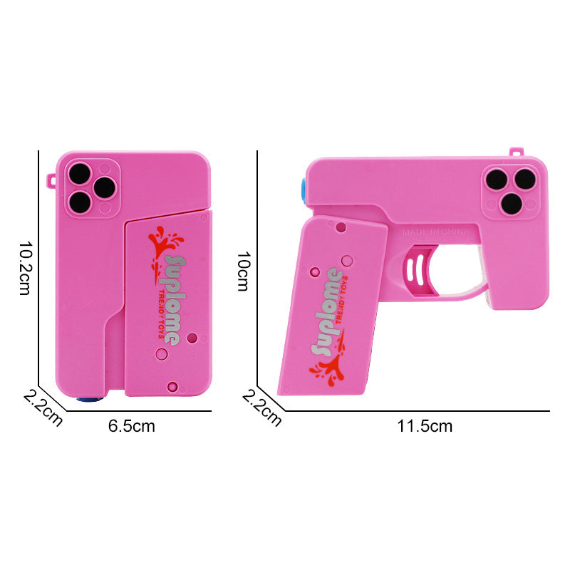 2 Pcs Blue Mini Foldable Phone Water Gun - Portable Dual-Nozzle Spray Toy for Summer Fun and Stress Relief V888-ELOSUNG36726